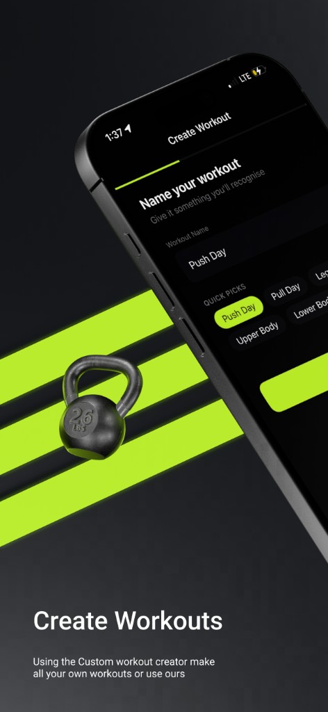 Reppie custom workout creator with a Push Day session
